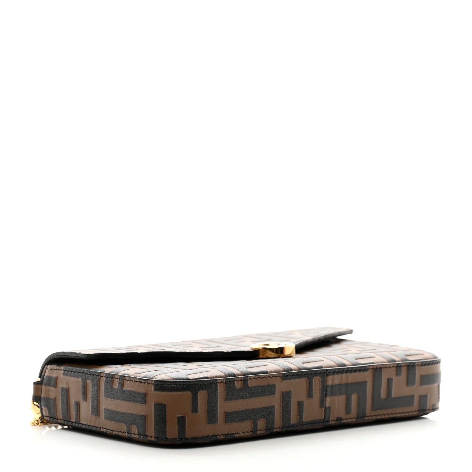 Fendi Vitello Soft F is Fendi Bi-Color FF 1974 Embossed Envelope Wallet On Chain with Pouches Maya Black 5 of 9