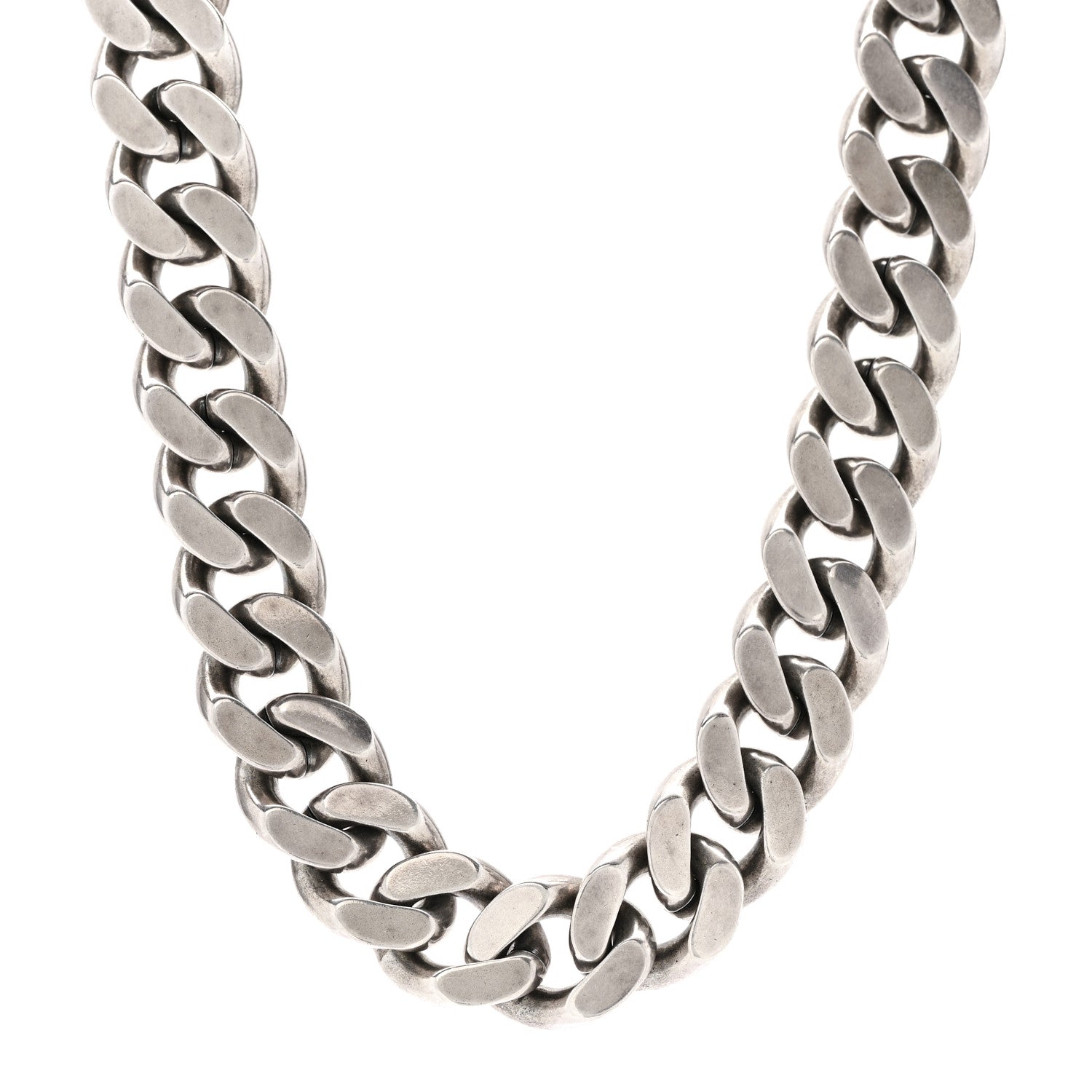 Saint Laurent Metal Curb Chain Necklace Oxidized Silver 1 of 5