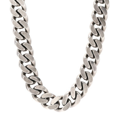 Saint Laurent Metal Curb Chain Necklace Oxidized Silver 1 of 5