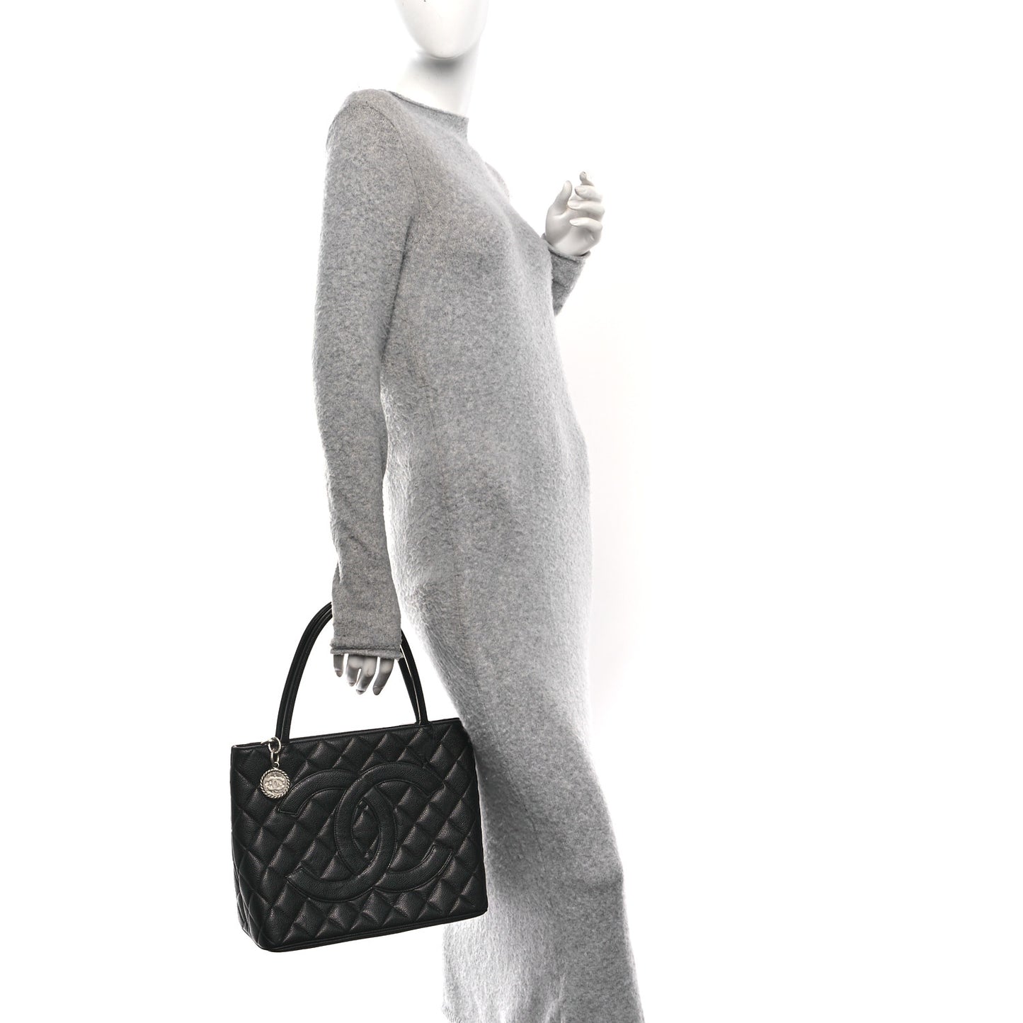 Caviar Quilted Medallion Tote Black