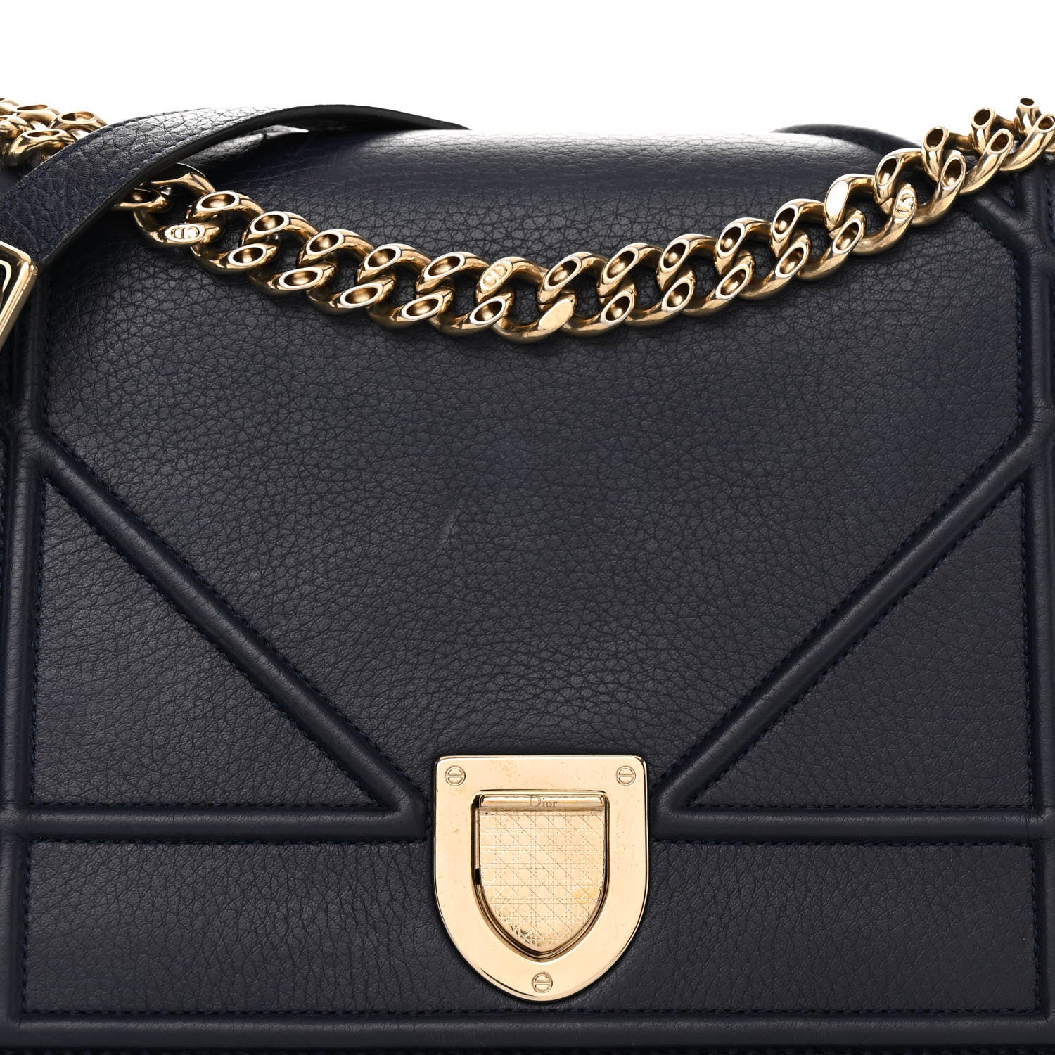 Christian Dior Grained Calfskin Medium Diorama Flap Bag Indigo Blue 7 of 9