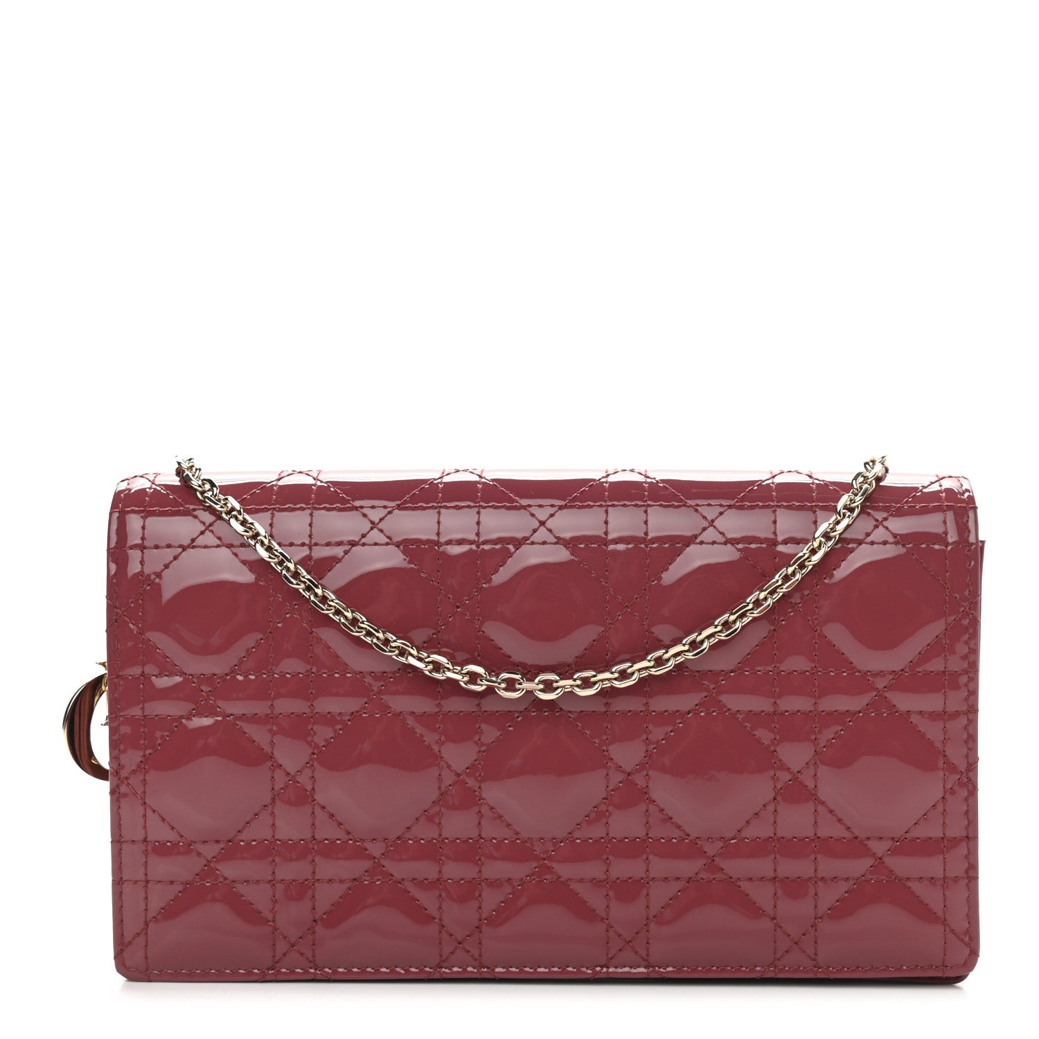 Christian Dior Patent Cannage Lady Dior Clutch Red 3 of 12