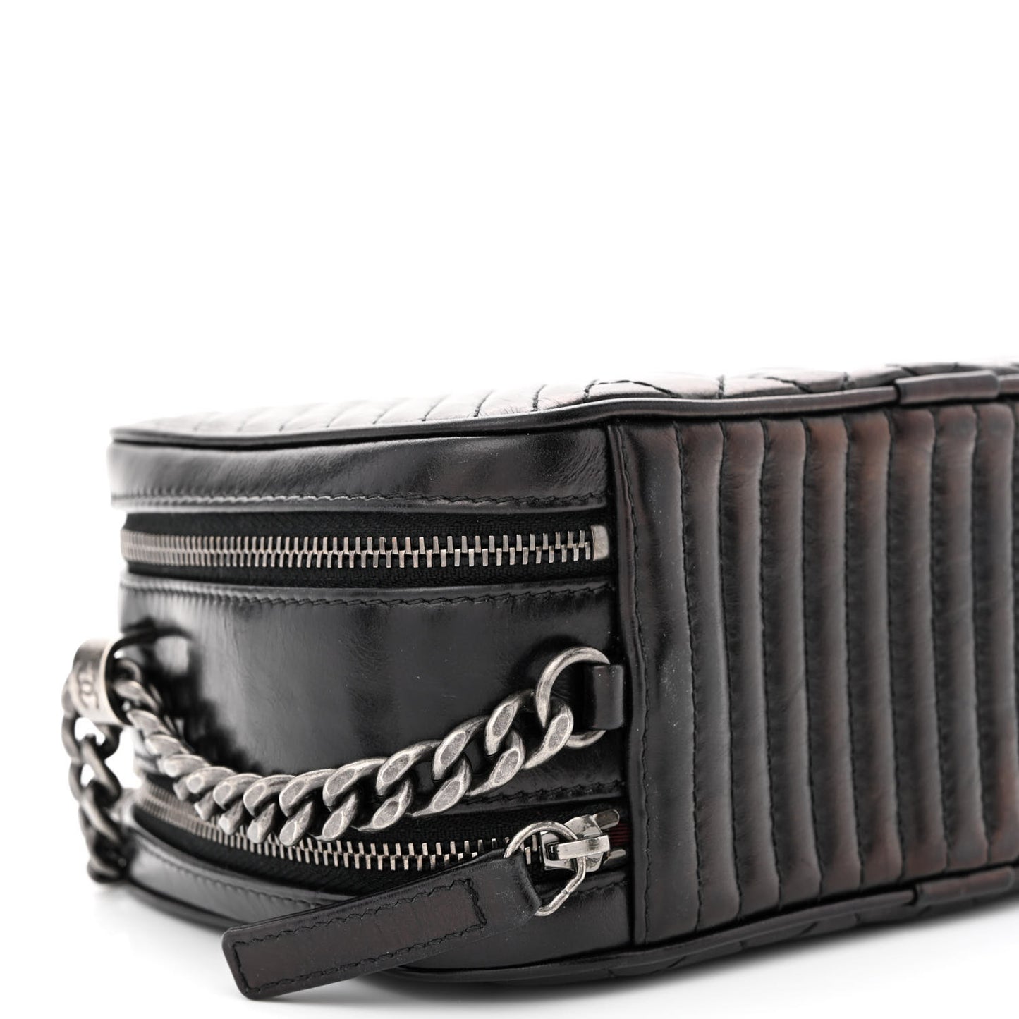 Glazed Calfskin Small Coco Boy Camera Case Black