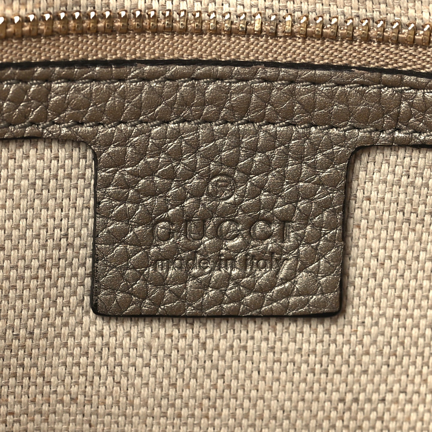 Metallic Pebbled Calfskin Medium Soho Flap Crossbody Golden Beige