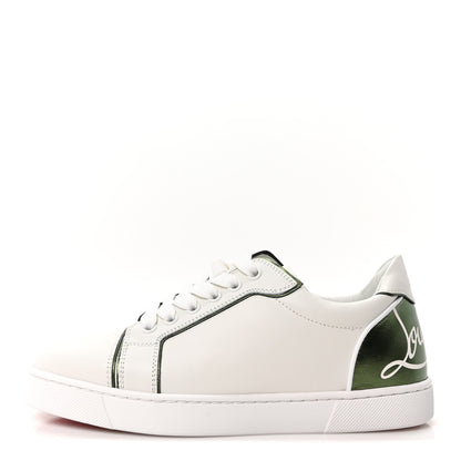 Christian Louboutin Calfskin Laminated Nappa Womens Fun Vieira Flat Sneakers 36.5 White Vertlaine 1 of 9