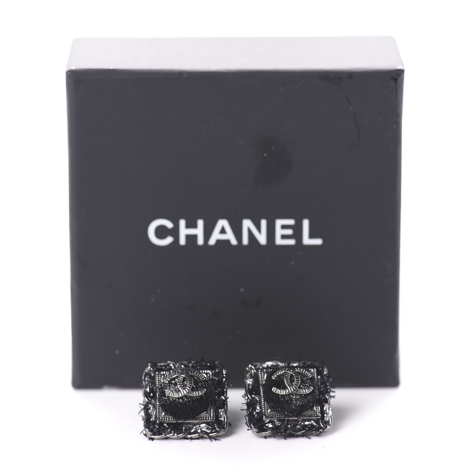 Chanel Ruthenium Enamel CC Earrings Black 5 of 5