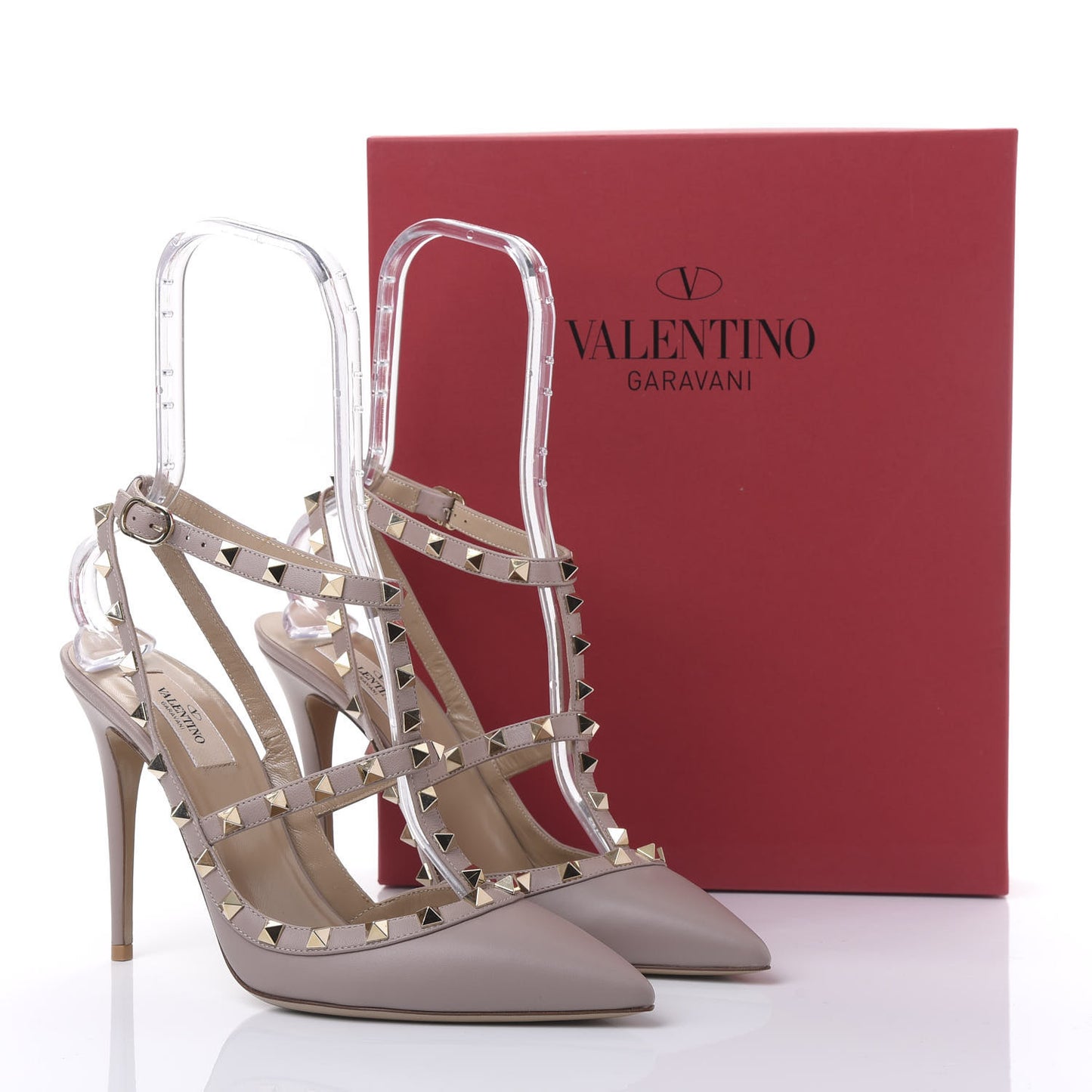 Nappa Rockstud Ankle Strap Pumps 41 Poudre