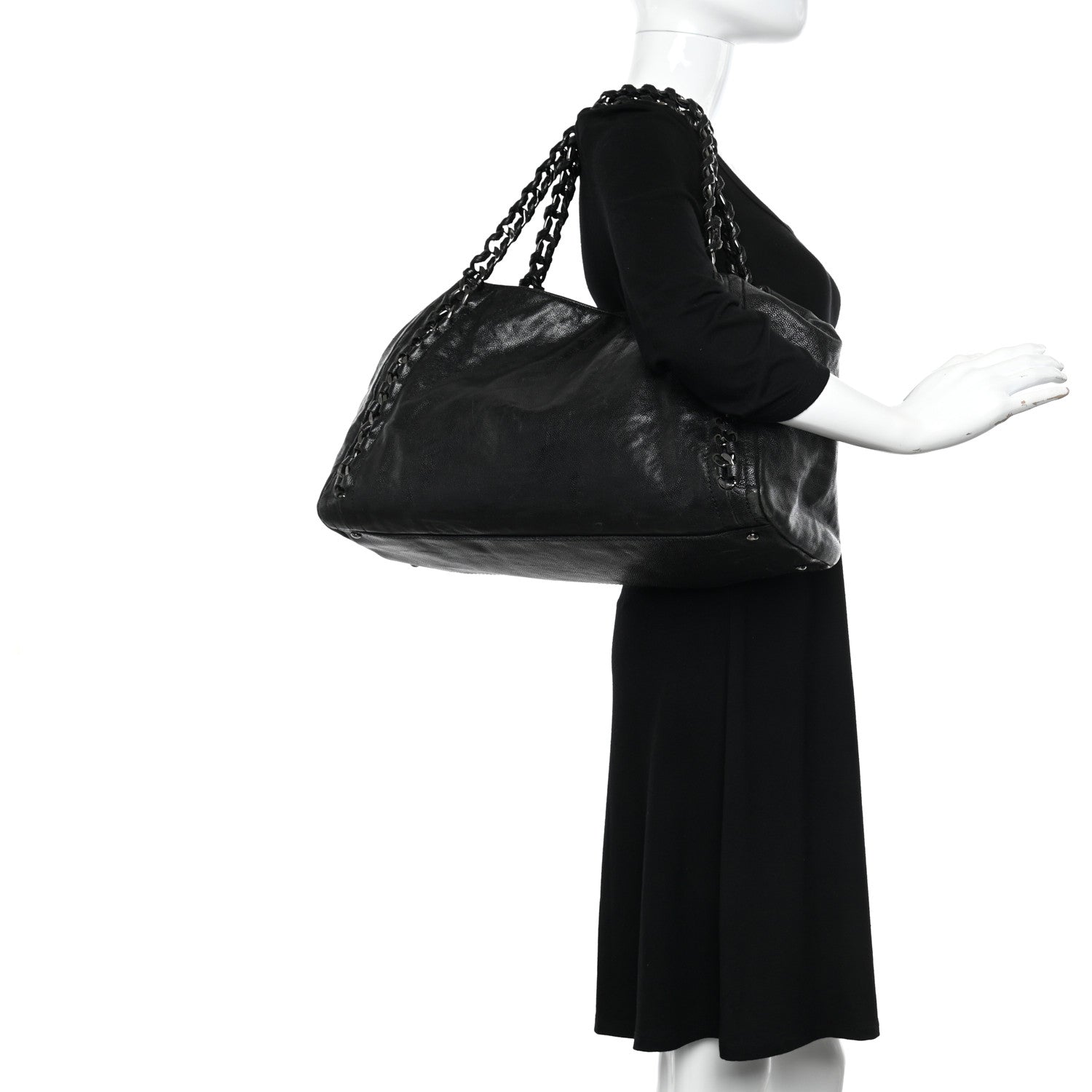 Chanel Glazed Calfskin East West Modern Chain Tote Black 2 of 22