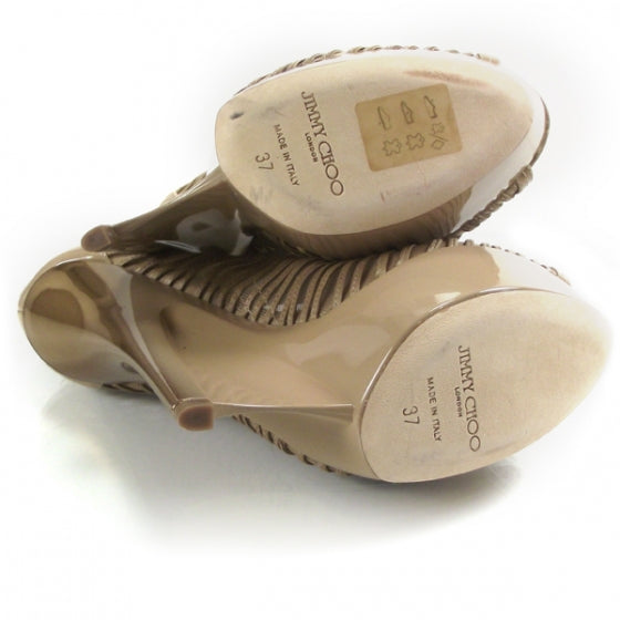Patent Mesh Ellie Wedge Sandals 37 Nude