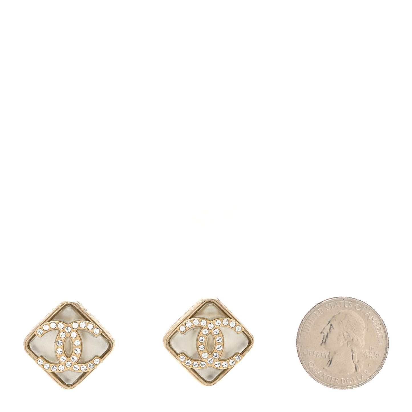 Crystal Square CC Earrings Gold