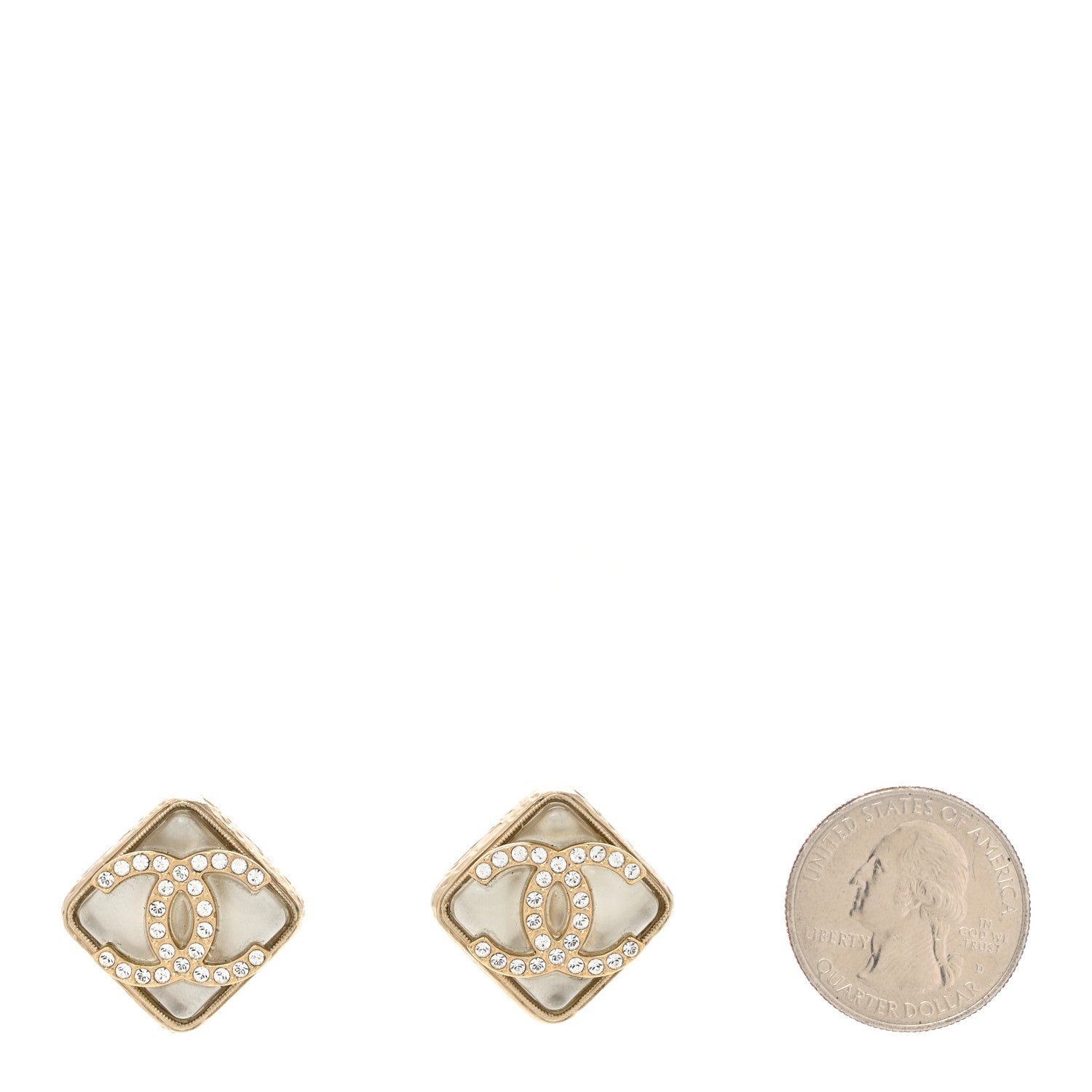 Chanel Crystal Square CC Earrings Gold 2 of 5