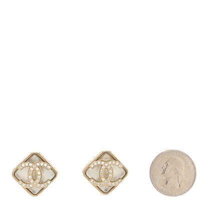 Chanel Crystal Square CC Earrings Gold 2 of 5