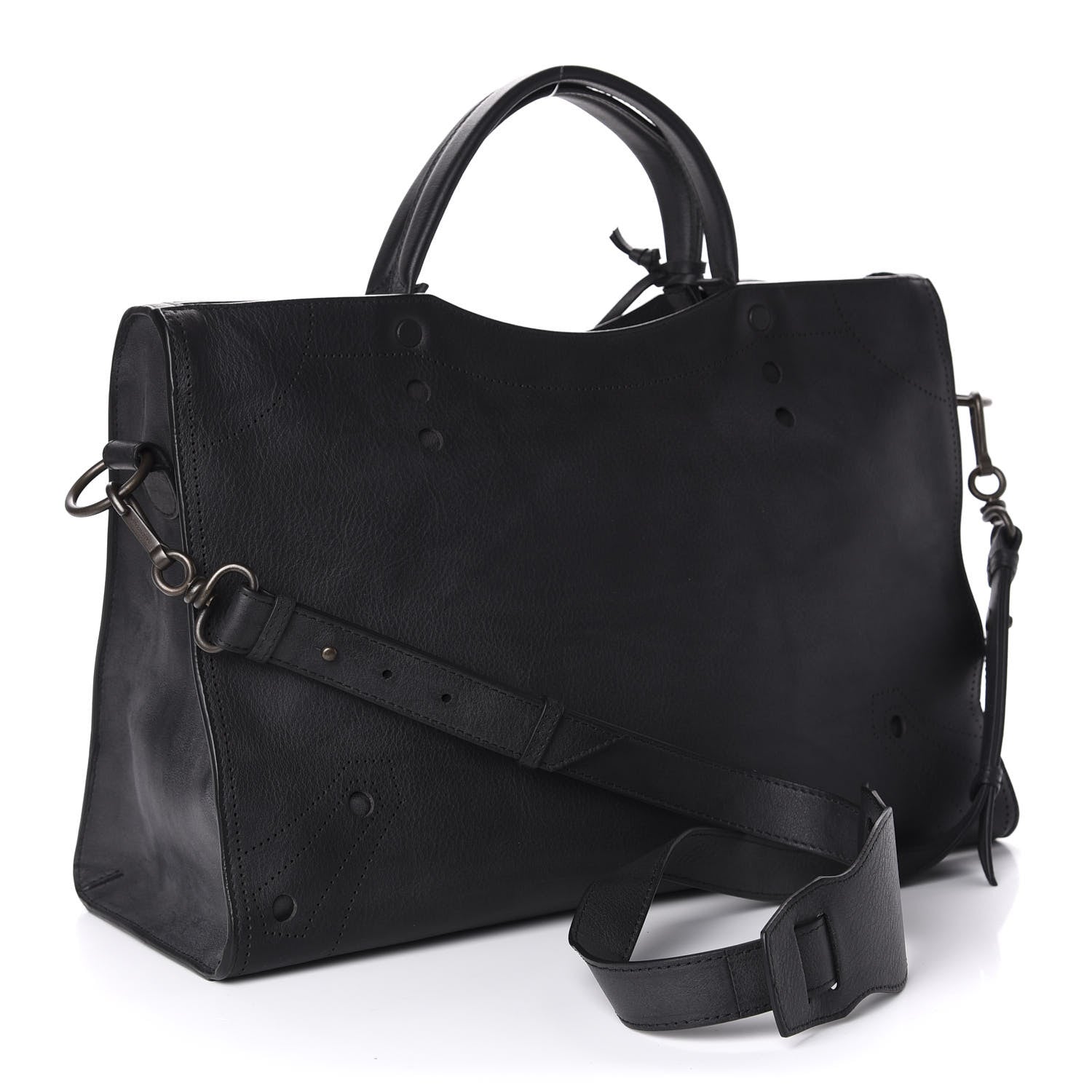 Balenciaga Veau Soyeux Perforated Blackout Hardware City Black 4 of 11