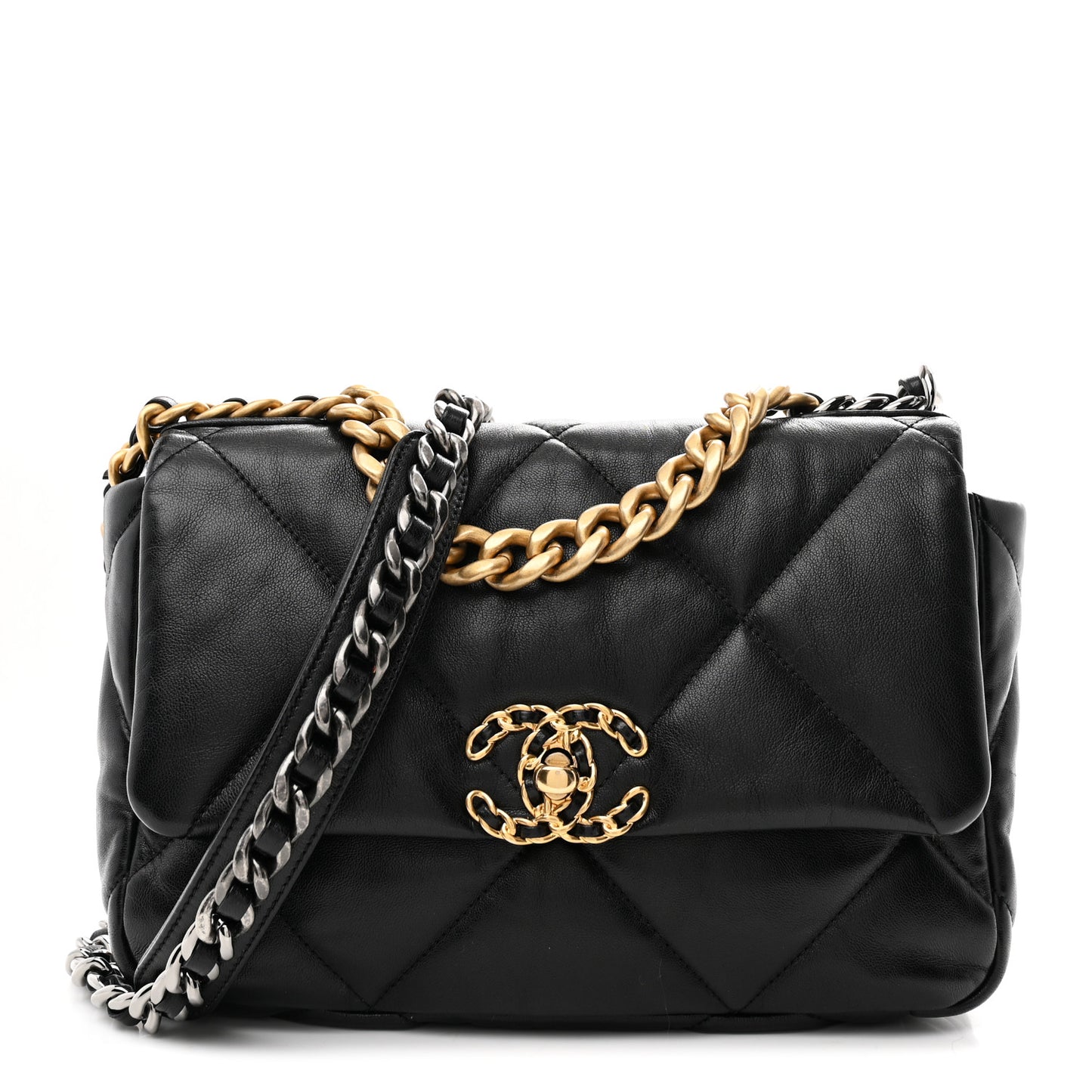 Lambskin Quilted Medium Chanel 19 Flap Black