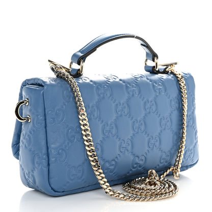 Gucci Lambskin Embossed Mini GG Milano Top Handle Shoulder Bag Blue 3 of 11