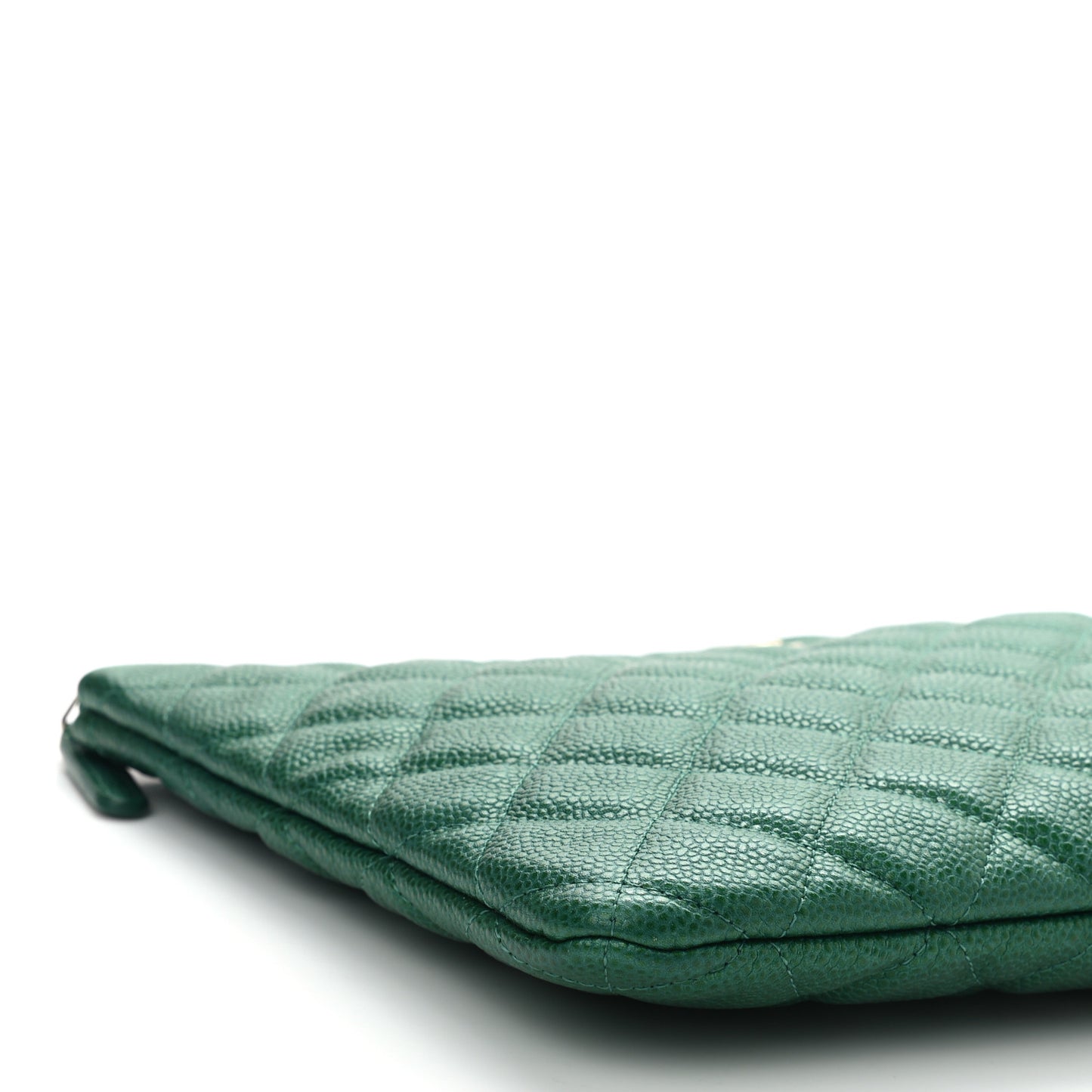 Metallic Caviar Quilted Medium Cosmetic Case Green
