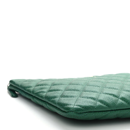 Chanel Metallic Caviar Quilted Medium Cosmetic Case Green 8 of 9