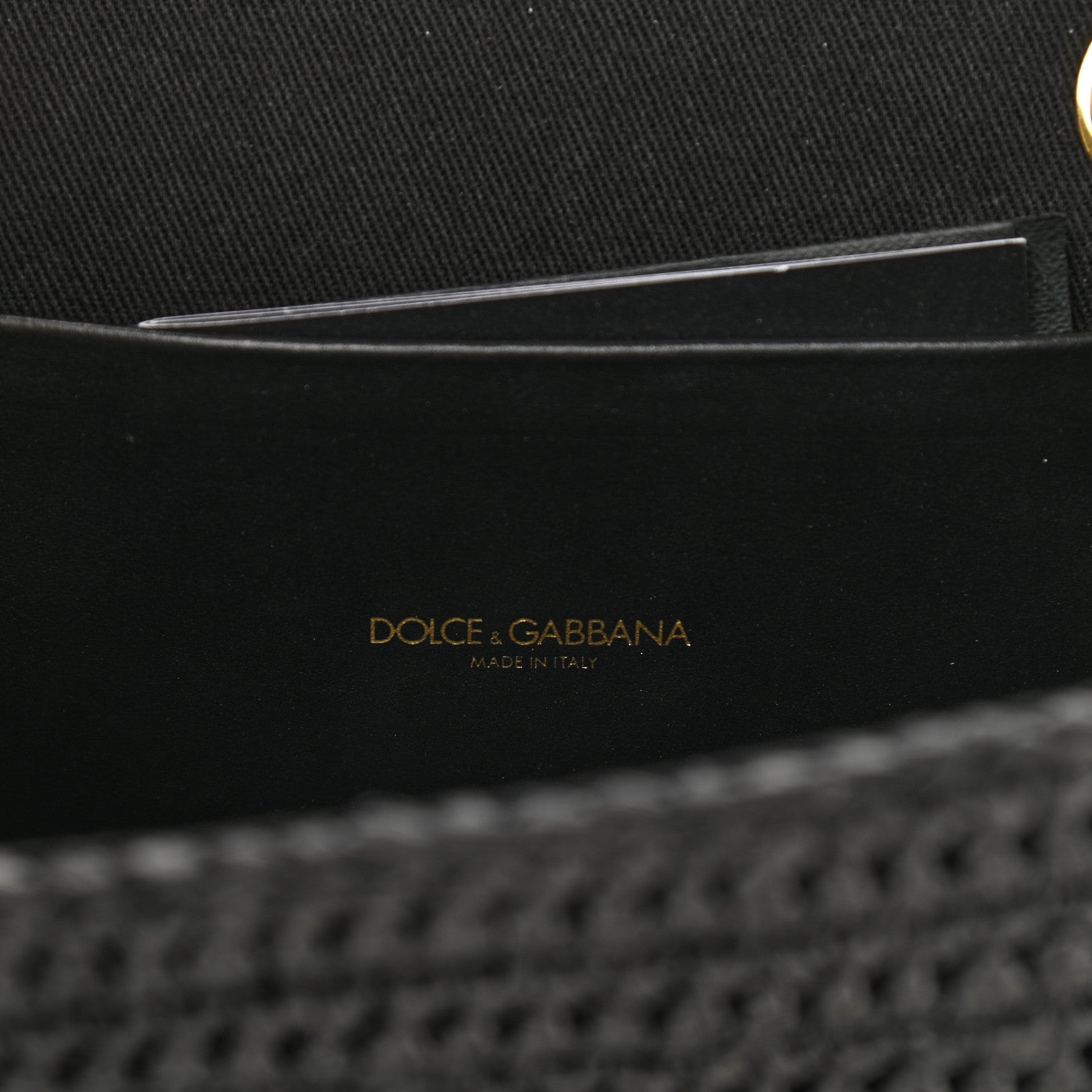 Dolce & Gabbana Raffia Woven Devotion Envelope Shoulder Bag Black 6 of 9