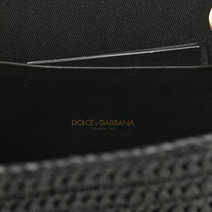 Dolce & Gabbana Raffia Woven Devotion Envelope Shoulder Bag Black 6 of 9