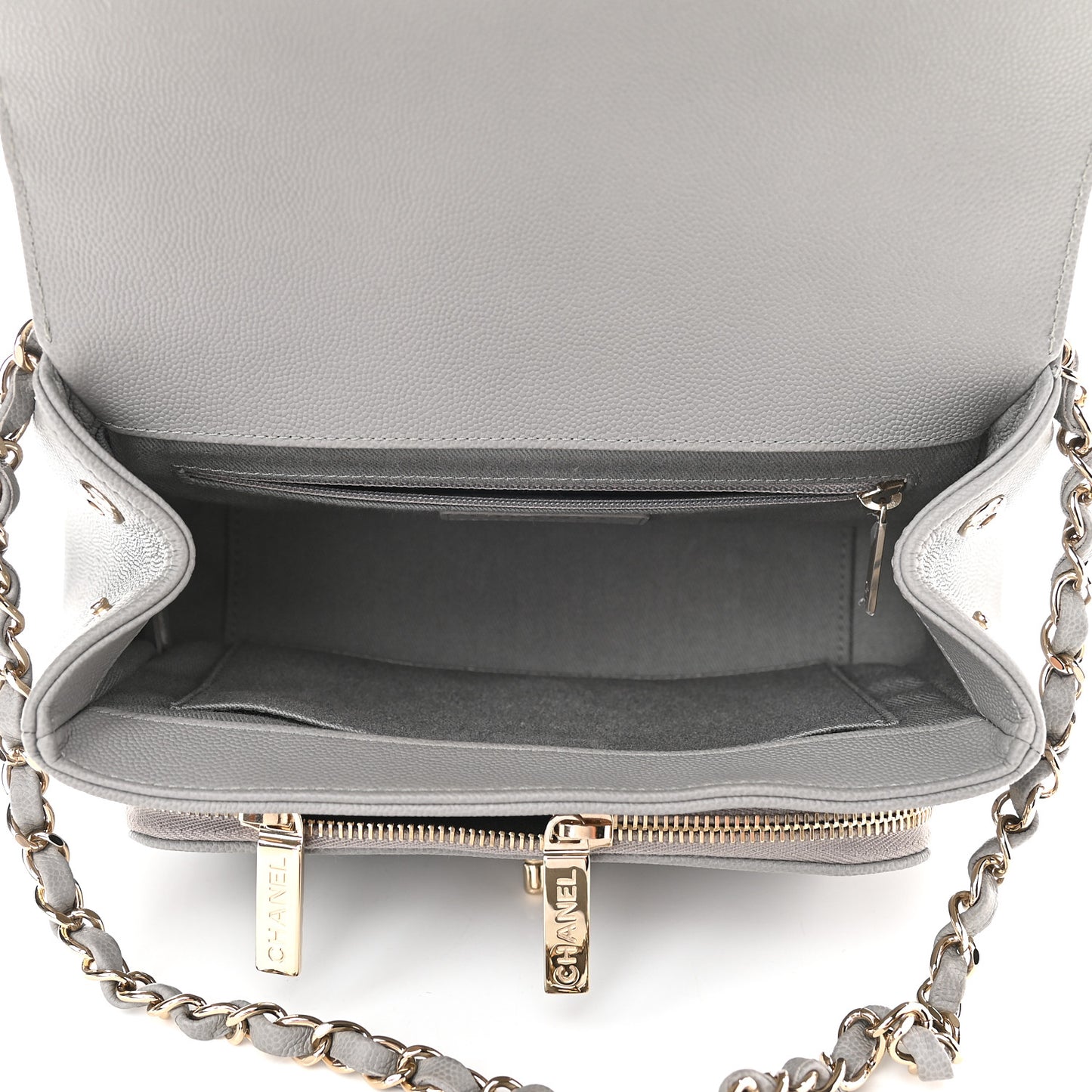 Caviar Quilted Medium Business Affinity Flap Grey
