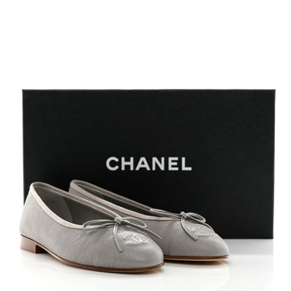 Chanel Caviar CC Cap Toe Ballerina Flats 35 Grey 9 of 9