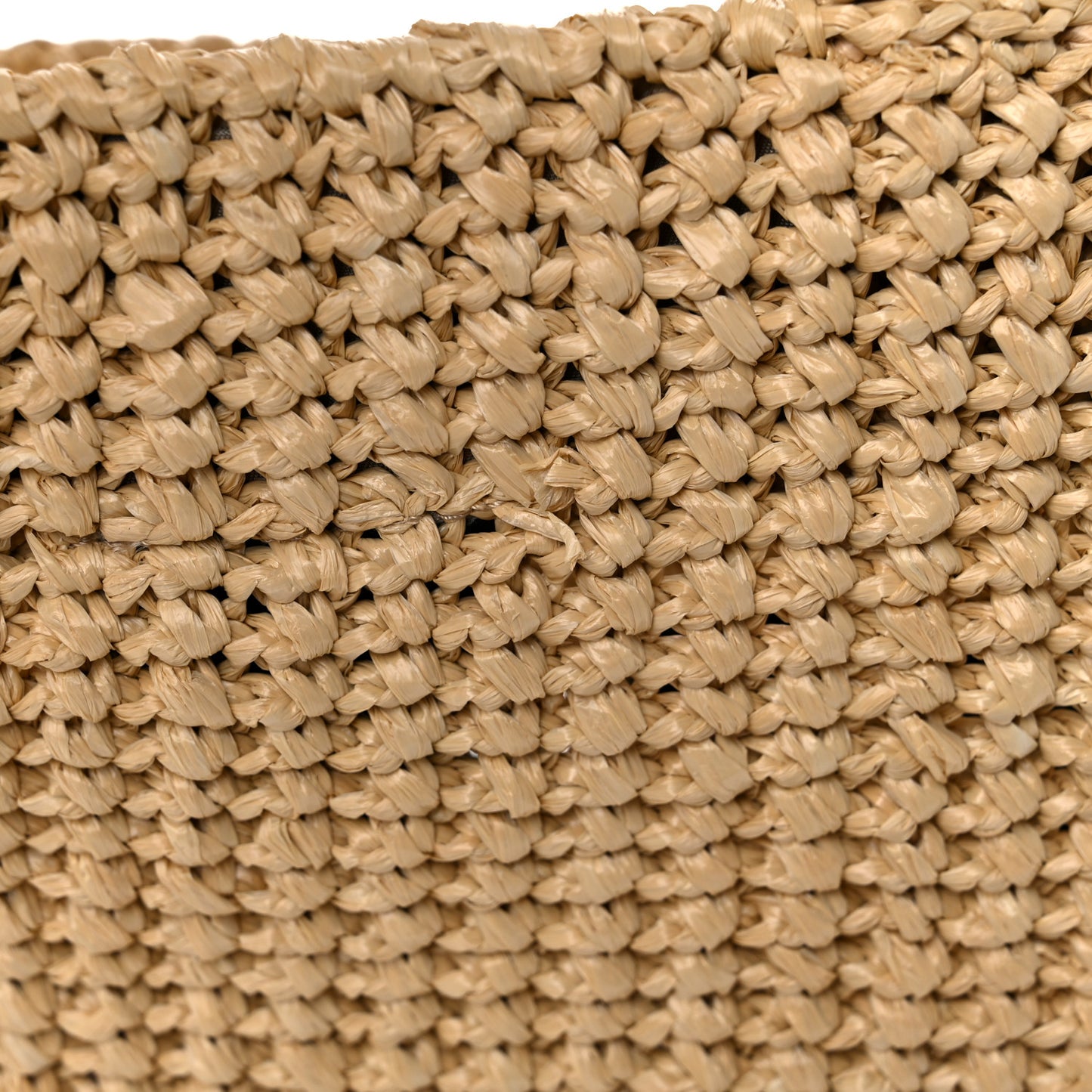 Yarn Raffia Effect Crochet Embroidered Small Logo Tote Naturale