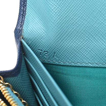 Prada Saffiano Metal Continental Flap Wallet Bluette Cobalto Turchese 8 of 8