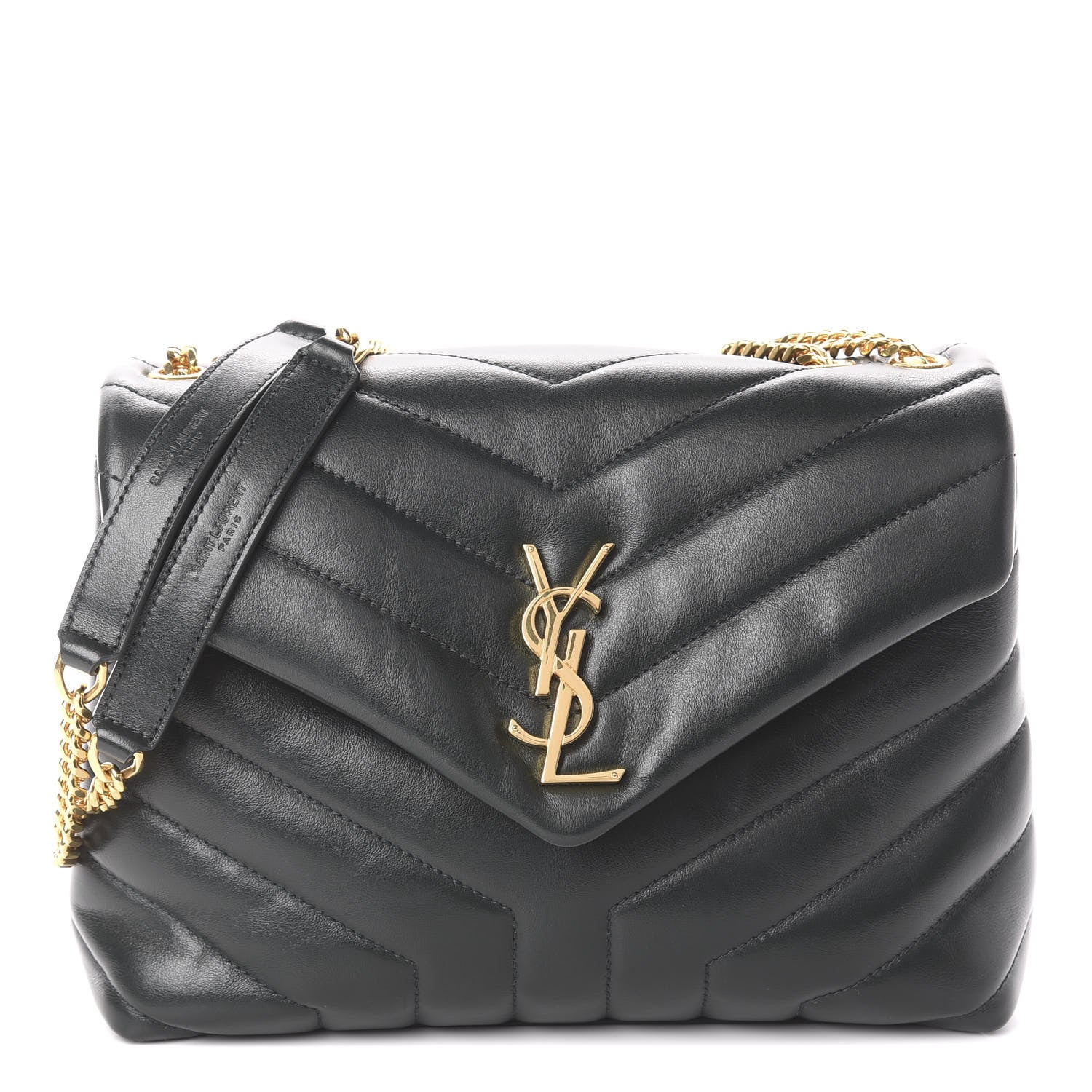 Saint Laurent Calfskin Y Quilted Monogram Small Loulou Chain Satchel Dark Mint 1 of 7