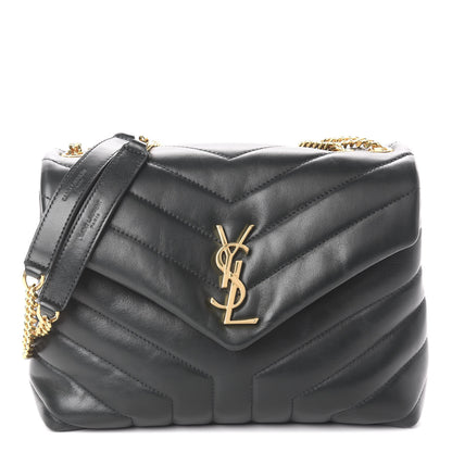 Saint Laurent Calfskin Y Quilted Monogram Small Loulou Chain Satchel Dark Mint 1 of 7