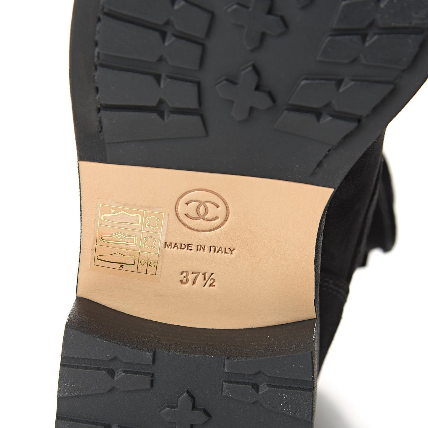 Suede Quilted CC Lace Up Combat Boots 37.5 Black
