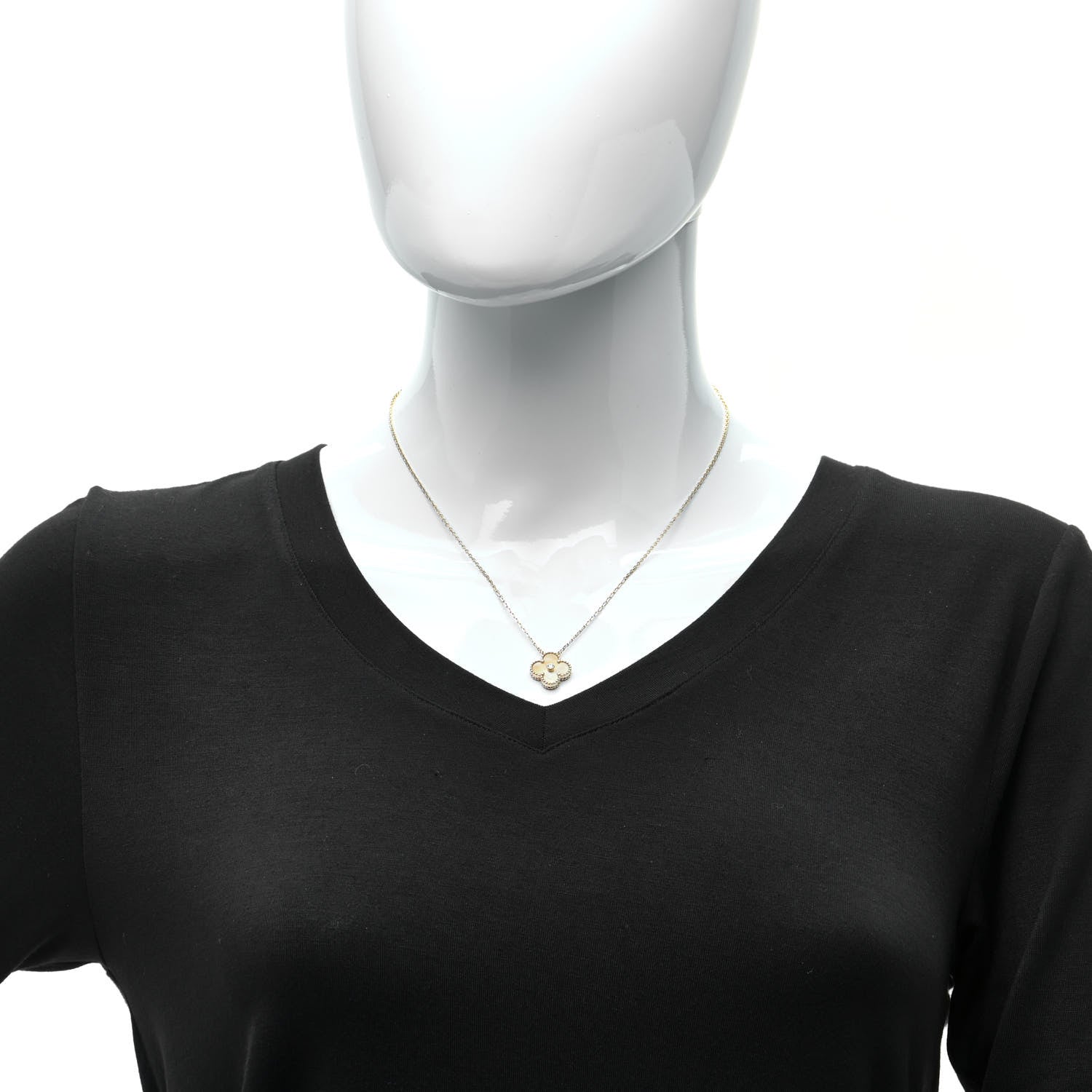 Van Cleef & Arpels 18K Yellow Gold Diamond Yellow Mother of Pearl Vintage Alhambra Pendant Necklace 2 of 6