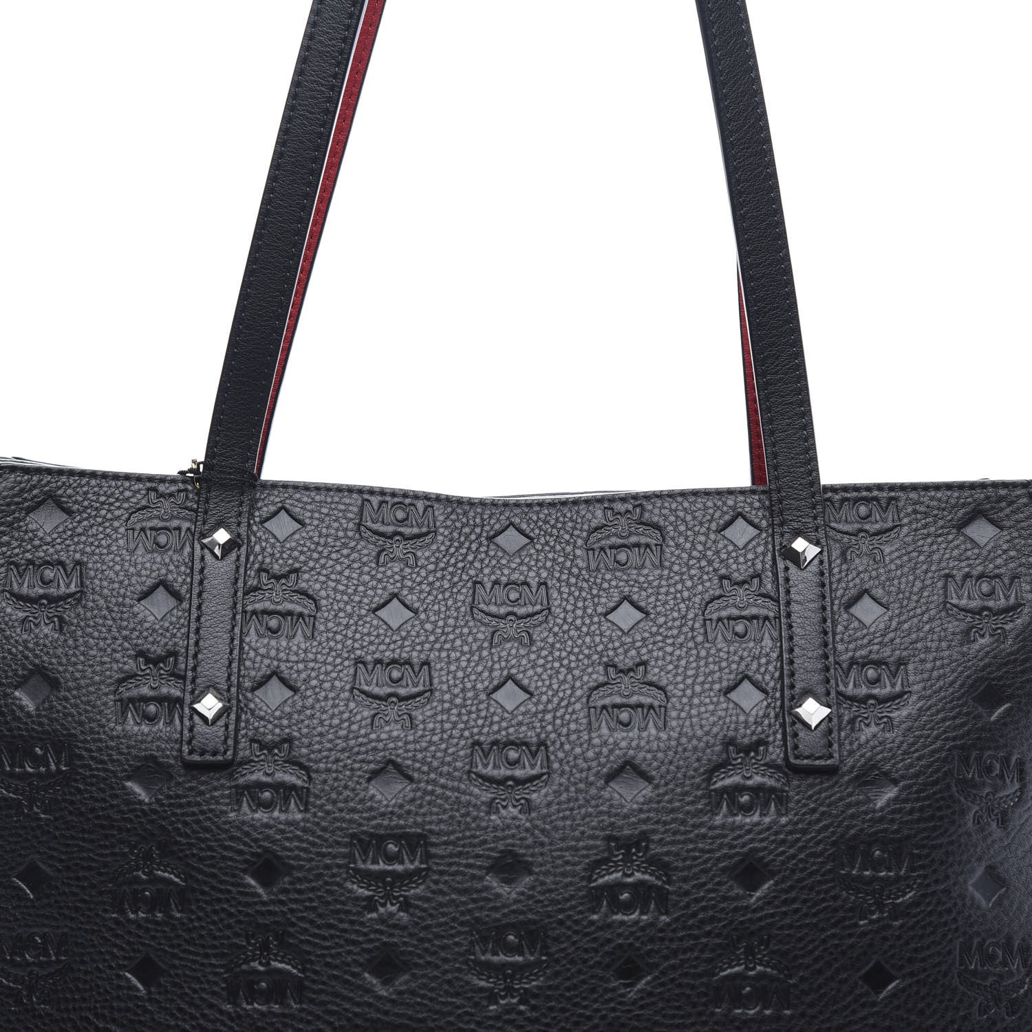 MCM Calfskin Ottomar Monogram Medium Klara Shopper Tote Black 10 of 10