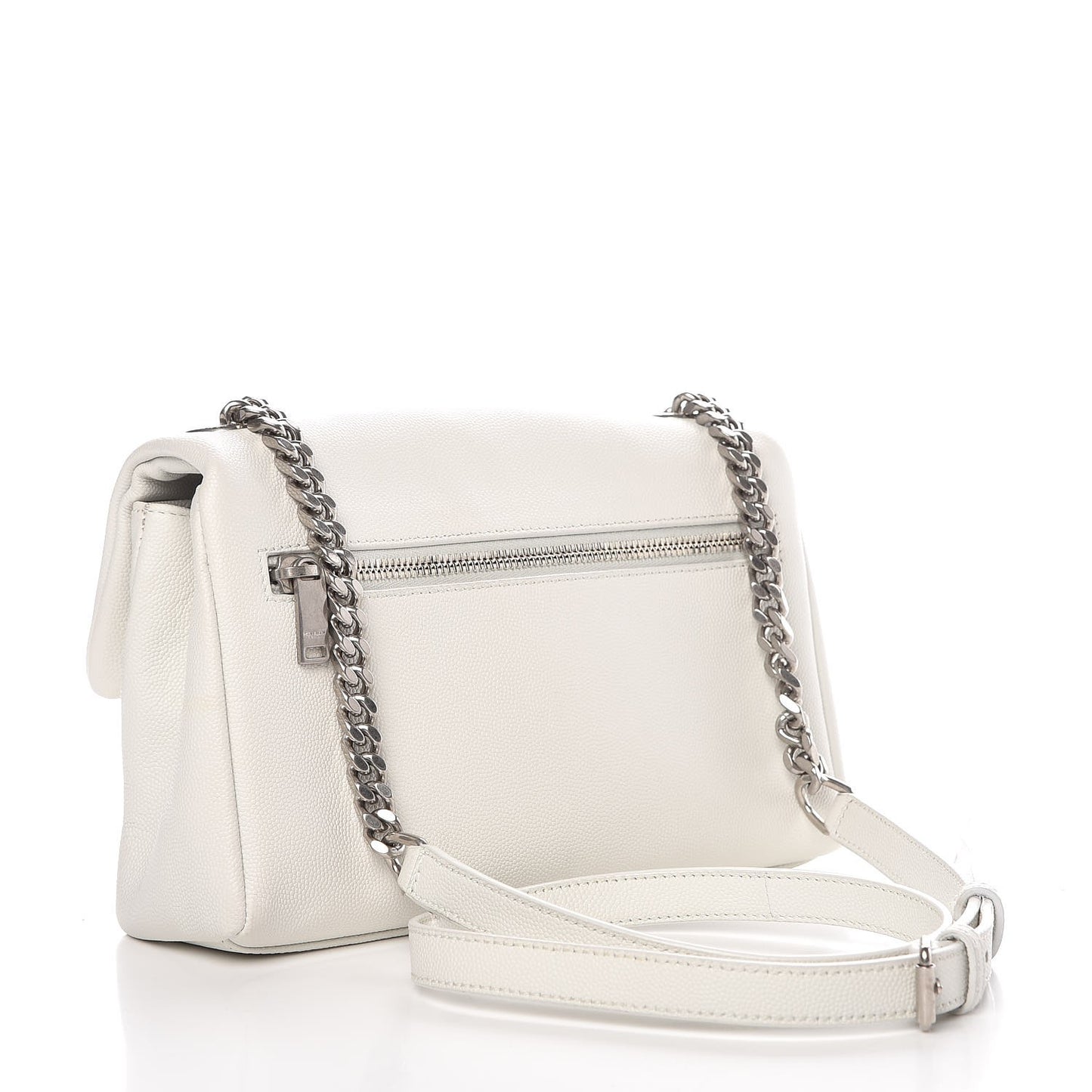 Grain De Poudre Small West Hollywood Monogram Fold-Over Bag Pearl White