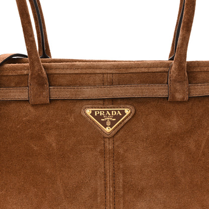 Prada Suede Triangle Medium Bonnie Shoulder Bag Cacao 8 of 10