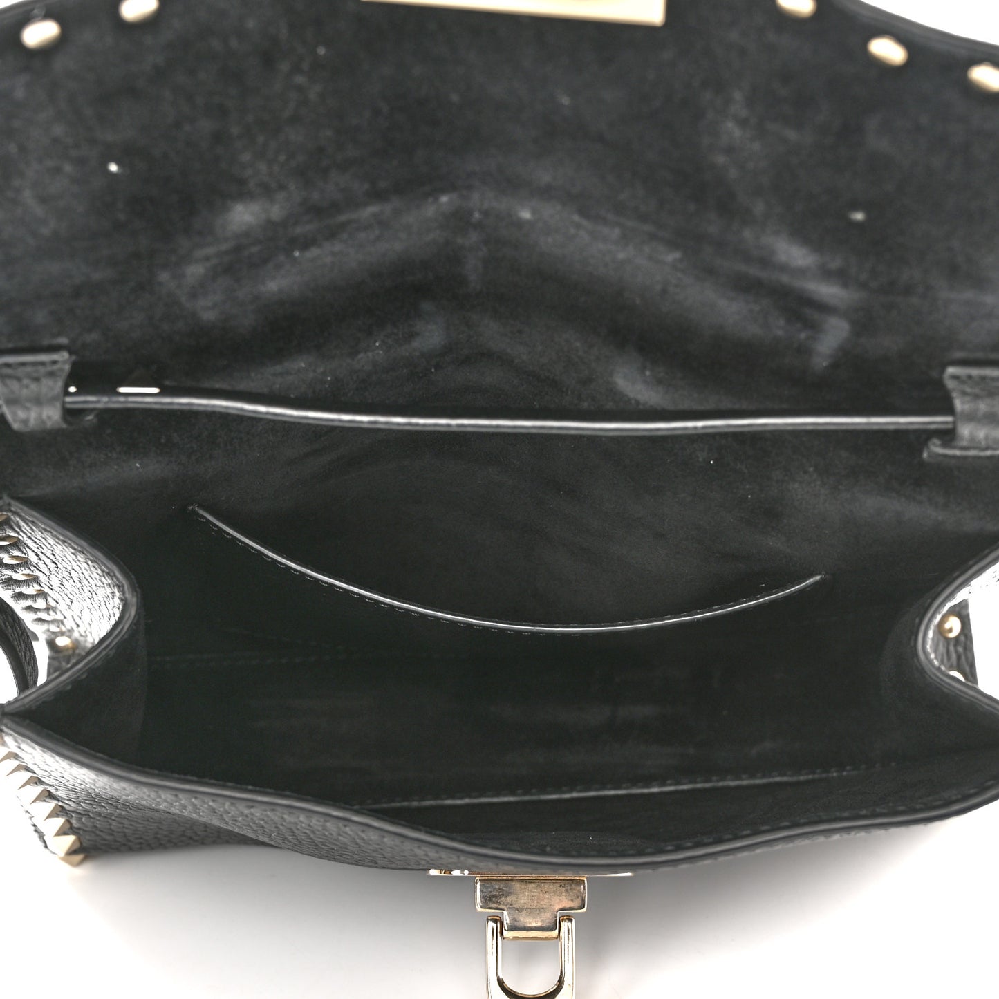 Pebbled Calfskin Medium Rockstud Flip Lock Crossbody Bag Black