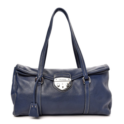 Prada Vitello Caribu Easy A Foldover Pushlock Satchel Bluette 1 of 8