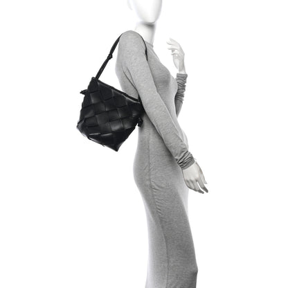 Bottega Veneta Nappa Maxi Intrecciato Clasp Bucket Bag Black 2 of 10