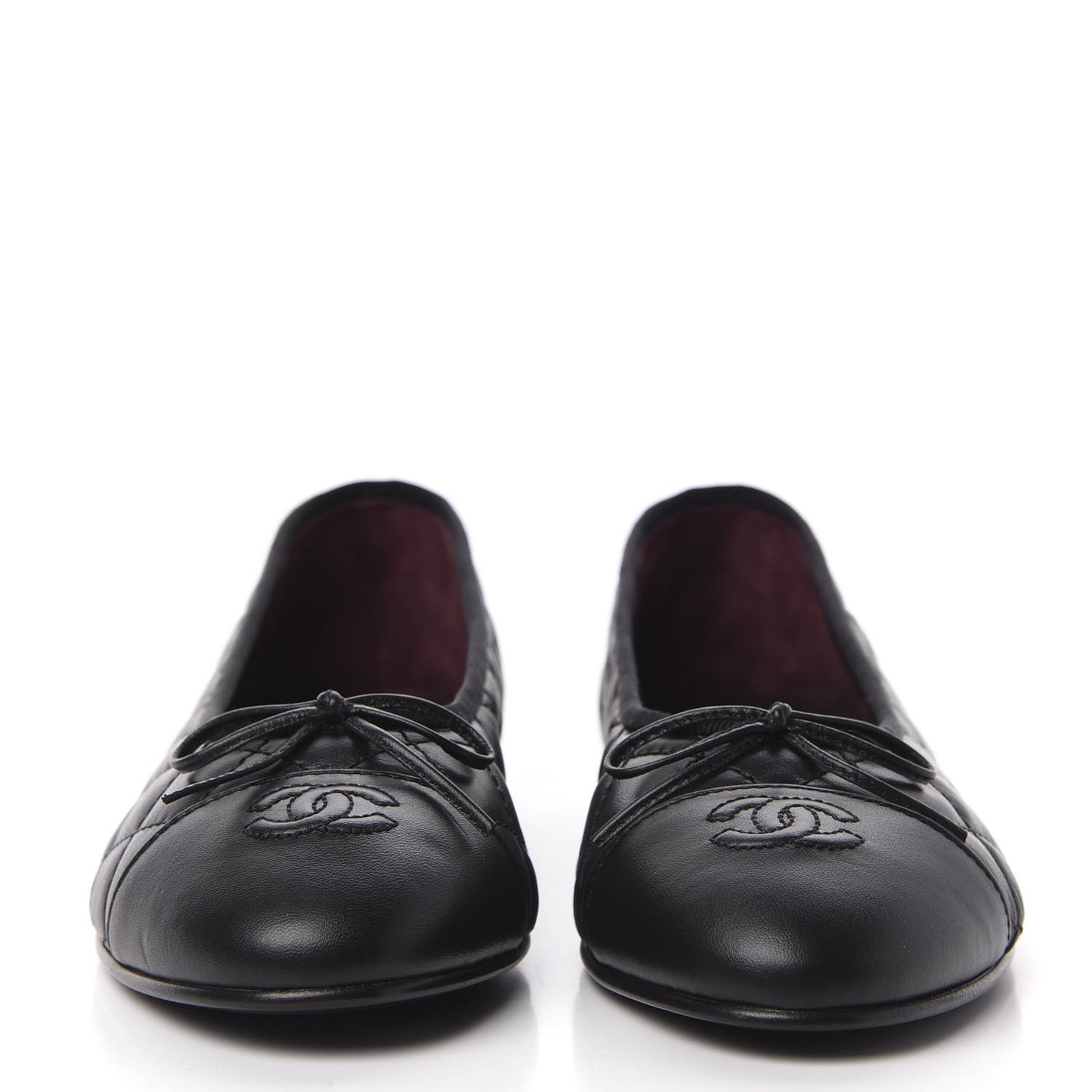 Aged Calfskin Quilted CC Cap Toe Ballerina Flats 40.5 Black