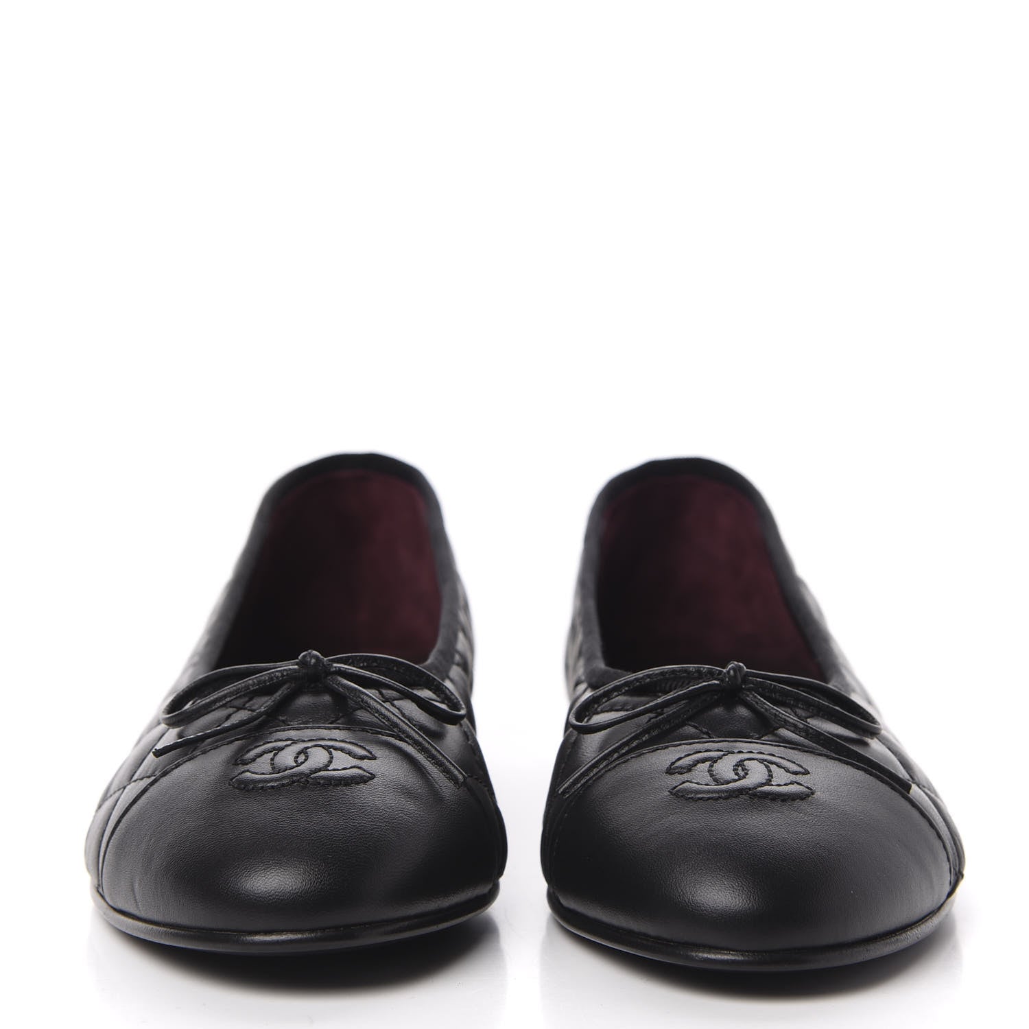 Chanel Aged Calfskin Quilted CC Cap Toe Ballerina Flats 40.5 Black 2 of 10