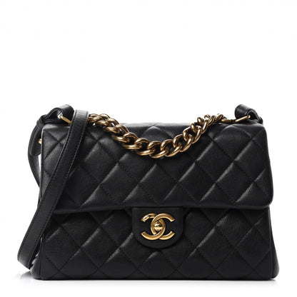 Chanel Shiny Sheepskin Quilted Small Trapezio Flap Black 1 of 11