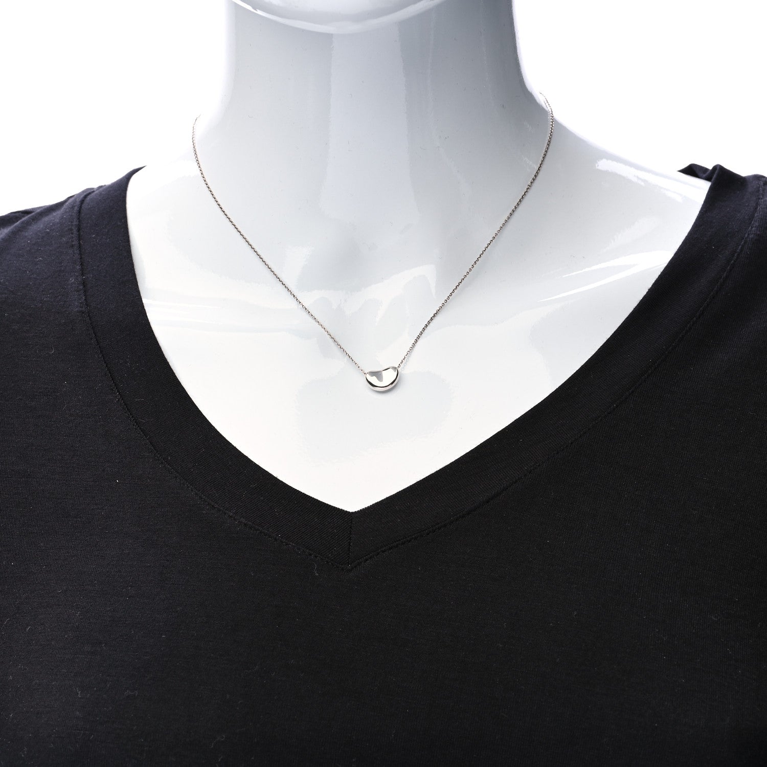 Tiffany Sterling Silver 12mm Elsa Peretti Bean Pendant Necklace 2 of 6