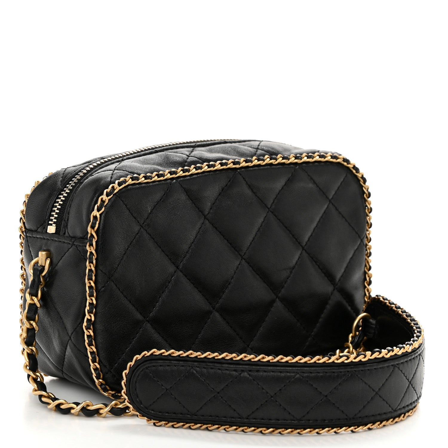 Chanel Lambskin Quilted Chain CC Mini Camera Case Black 3 of 10