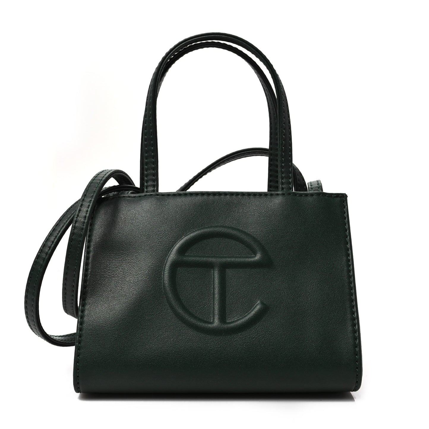 Vegan Leather Small Shopping Bag Dark Olive