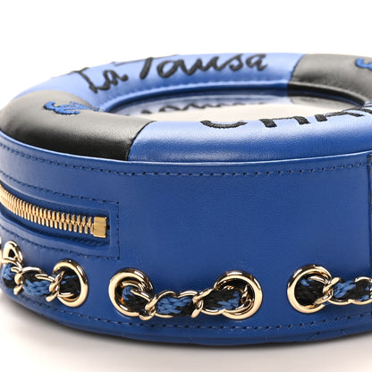 Chanel Lambskin Coco Lifesaver Round Bag Blue Black 8 of 9