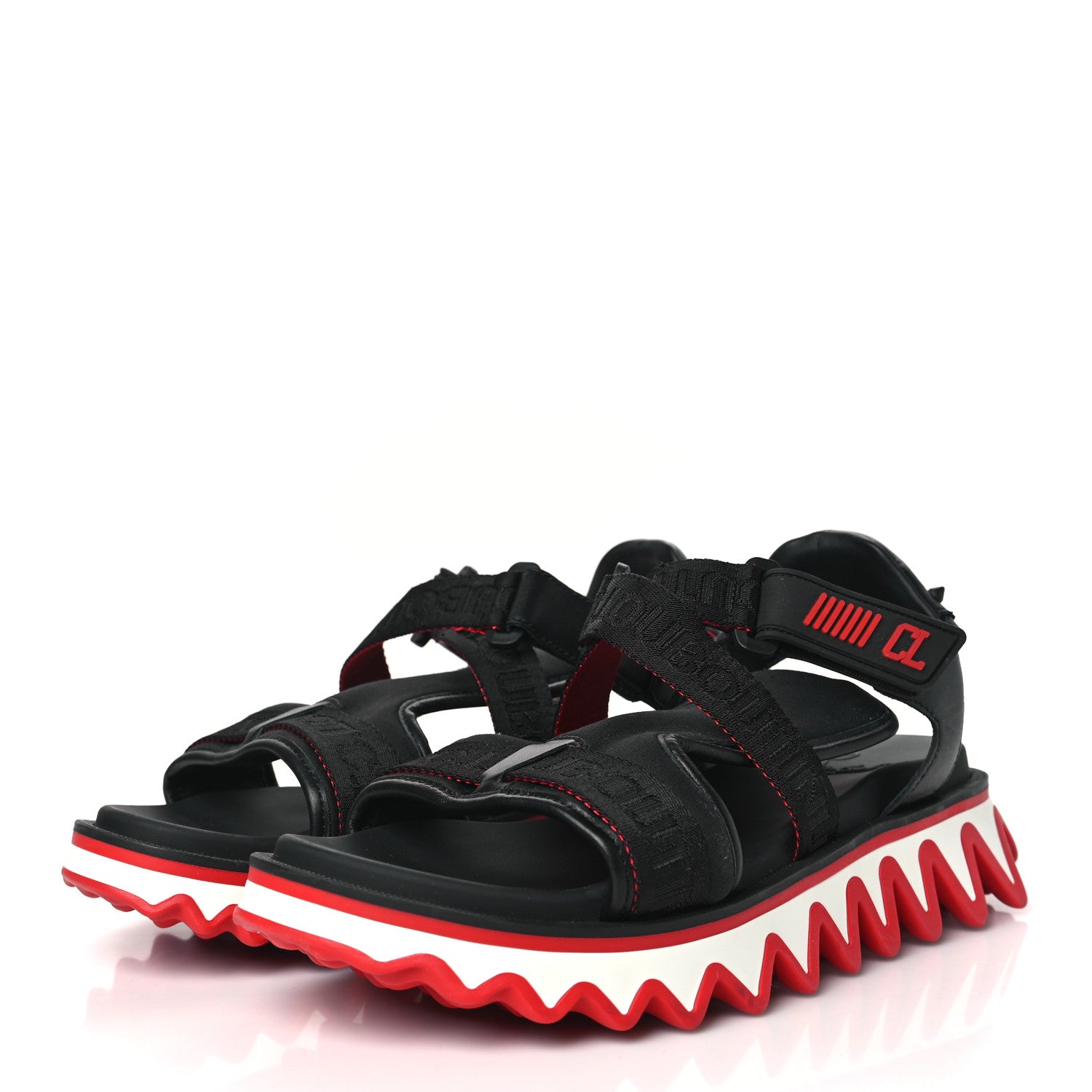 Christian Louboutin Calfskin Raffia Nylon Mens Summer Loubishark Sandals 43 White Multicolor 3 of 7