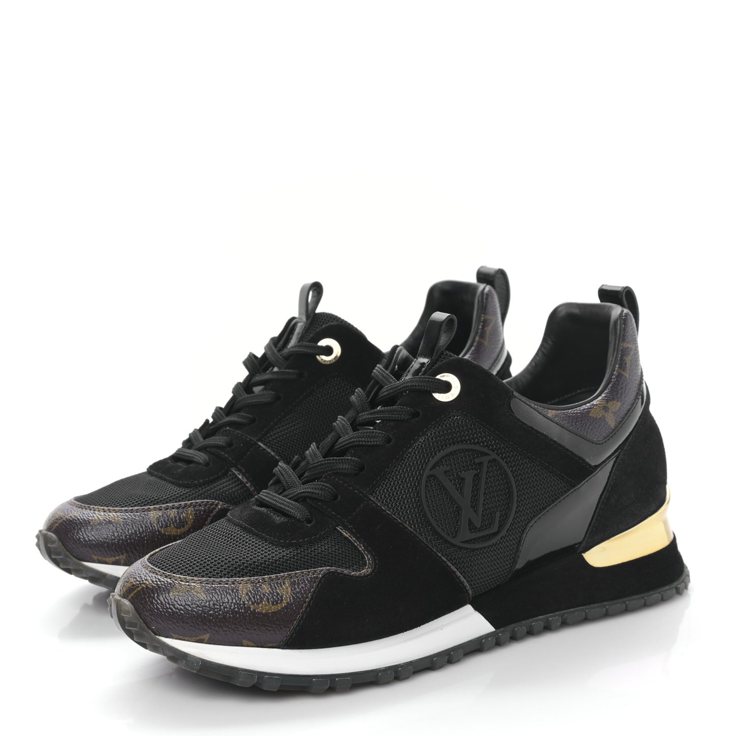 Suede Monogram Run Away Sneakers 39 Black