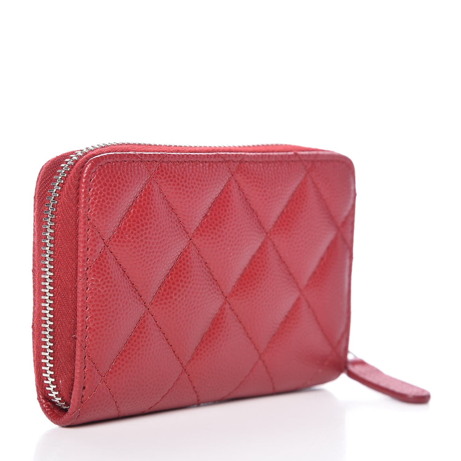 Chanel Caviar Quilted Zip Coin Purse Dark Red 3 of 10