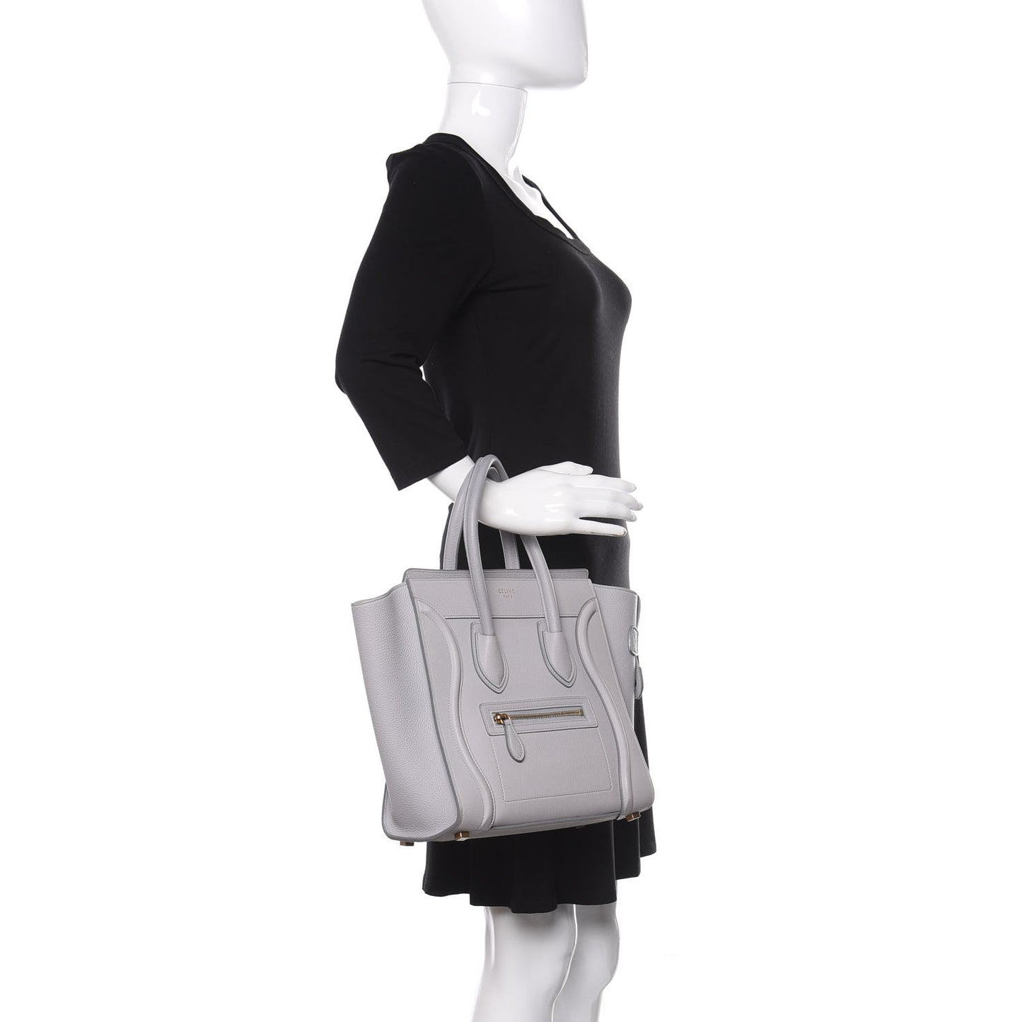 Drummed Calfskin Micro Luggage Light Grey