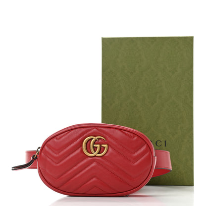 Gucci Calfskin Matelasse GG Marmont Belt Bag 85 34 Hibiscus Red 16 of 16