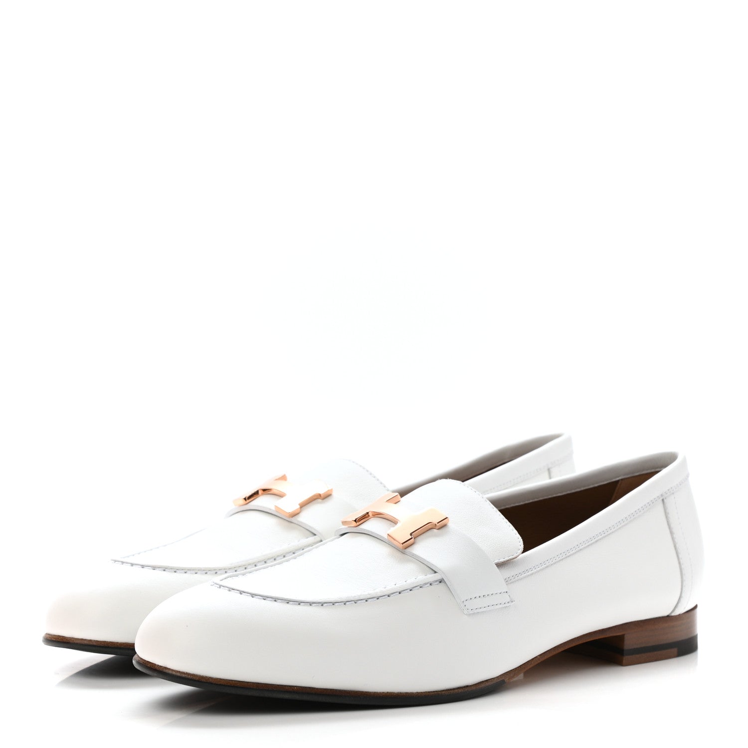 Hermes Calfskin Womens Paris Loafers 39 White 3 of 8